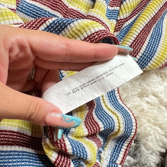 Zara Multistripe Cropped Knit Red Yellow Blue Top - Picture 9 of 9